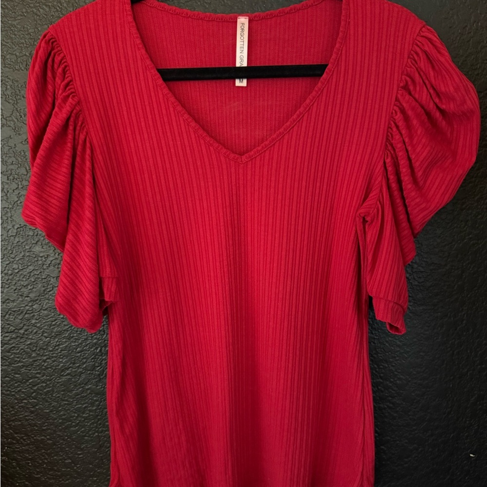a new day Vibrant Red V-Neck Blouse